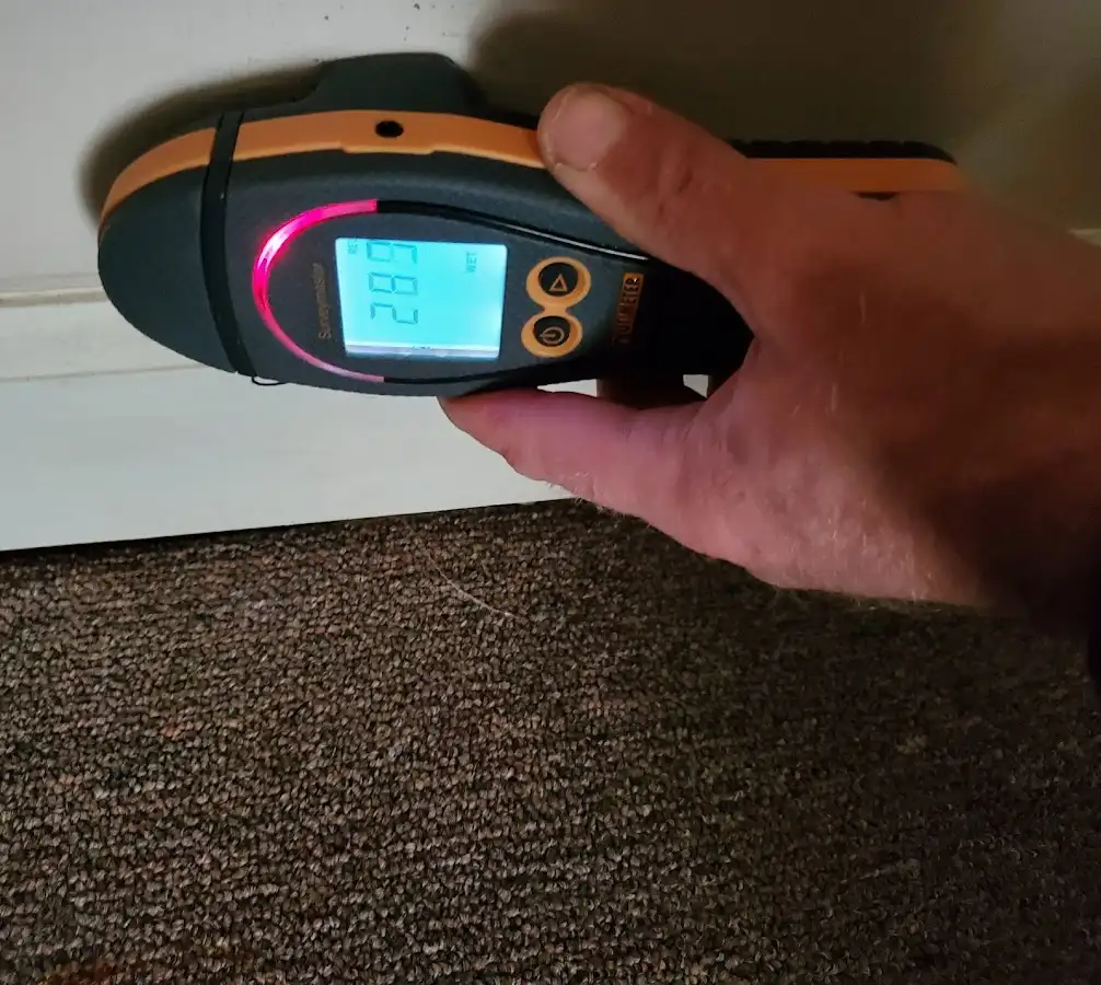 Moisture detection at baseboard during Sewage Cleanup & Sanitation in Kettering